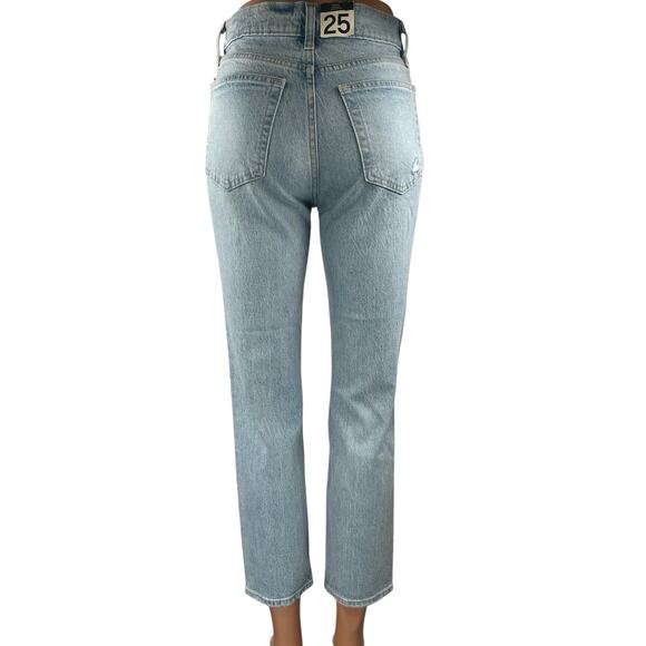 NEW Gap Cheeky Straight High Rise Blue Distressed Cropped Denim Jeans Size 25 - Picture 3 of 5